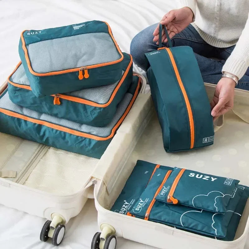 Packavio Reisorganizer Set 7-delig | Koffer-tassen voor kleding & schoenen | Ruimtebesparend & Waterafstotend