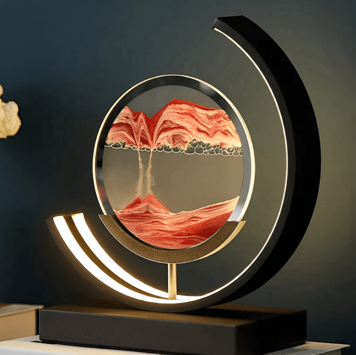 Zandlamp met Bewegend Zand en Dimbare LED Verlichting voor een Ontspannende Sfeer