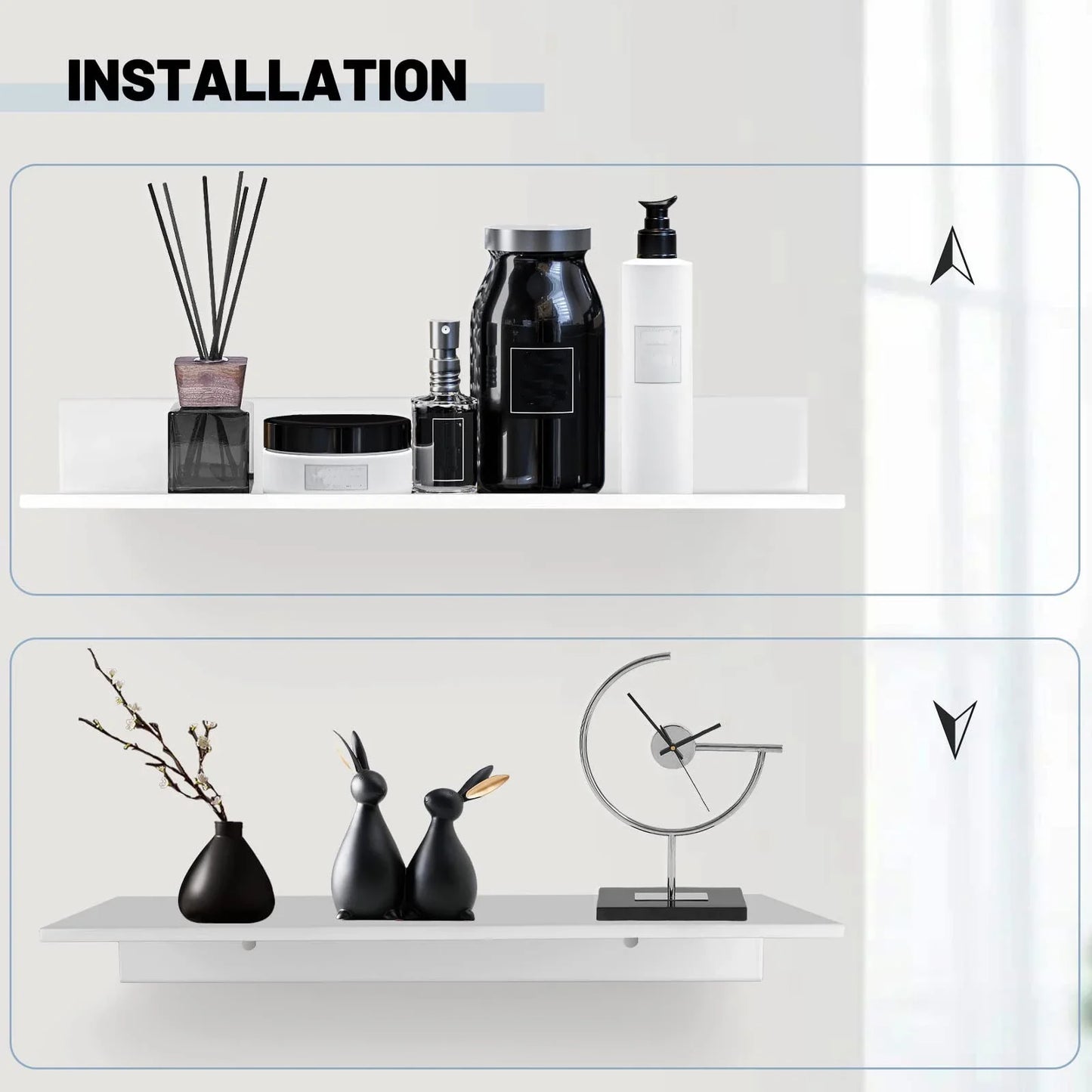 Metallura | Wandrek van metaal | Zwevend rek 30/40/50 cm | Ruimtebesparende opslag voor badkamer, keuken & slaapkamer