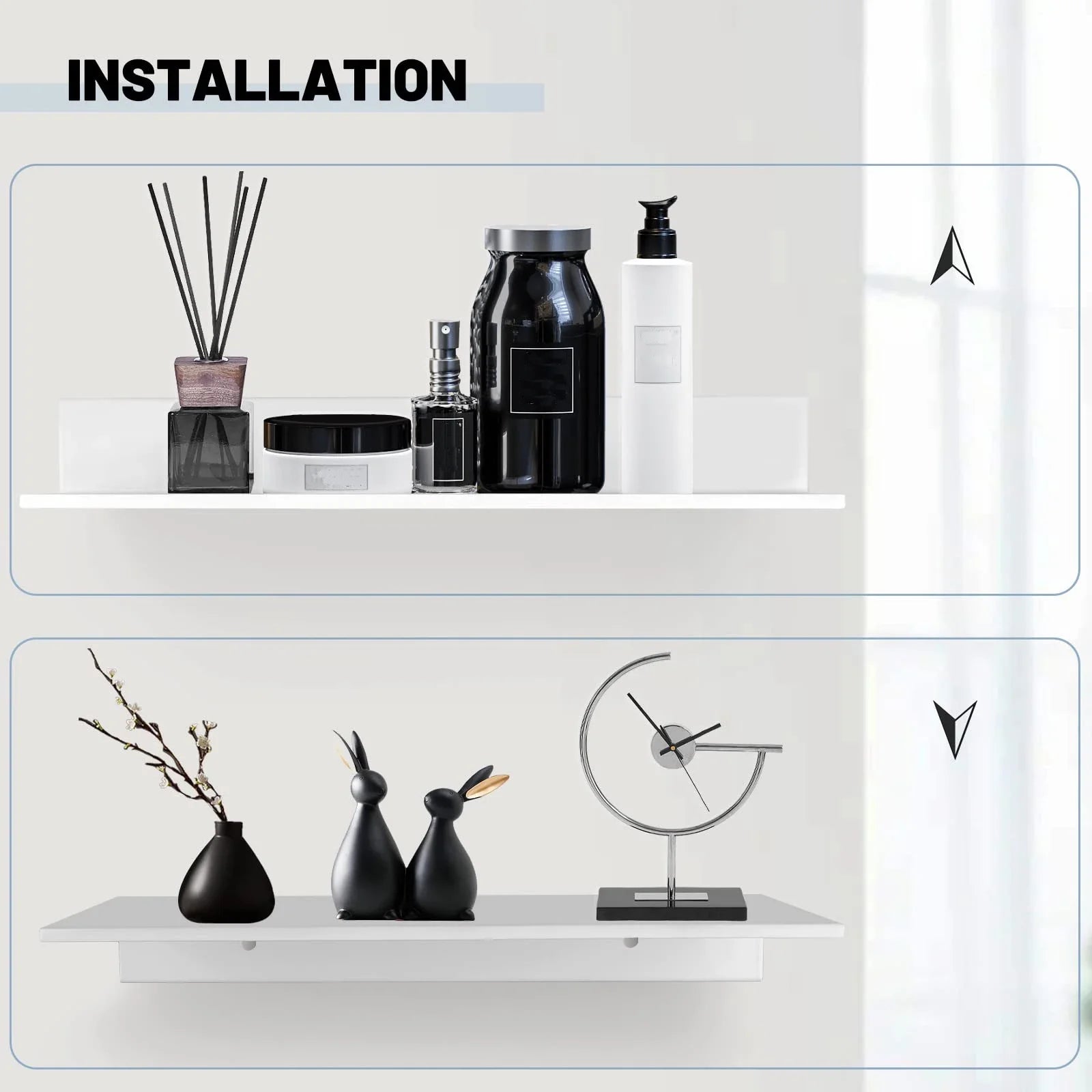 Metallura | Wandrek van metaal | Zwevend rek 30/40/50 cm | Ruimtebesparende opslag voor badkamer, keuken & slaapkamer