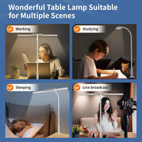 Lumavue LED Bureau Lamp met Klem | Extra Brede Verlichting | Traploos Dimbaar & Instelbare Kleurtemperatuur | Voor Thuiswerkplek & Schermwerkplek