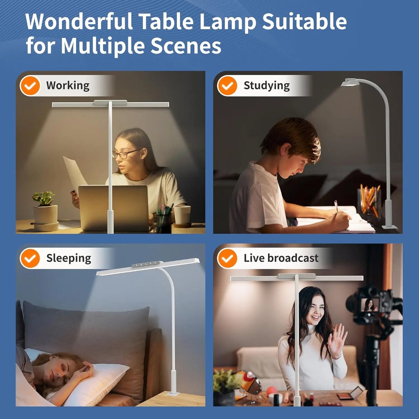 Lumavue LED Bureau Lamp met Klem | Extra Brede Verlichting | Traploos Dimbaar & Instelbare Kleurtemperatuur | Voor Thuiswerkplek & Schermwerkplek