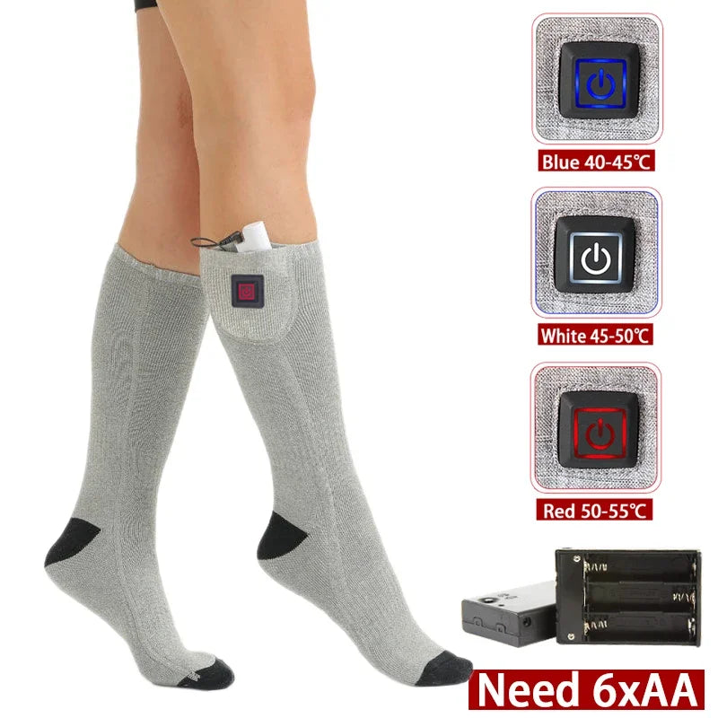 Elektrische Verwarmde Sokken | USB Verwarmde Sokken voor Vrouwen & Mannen | 3 Warmte-niveaus | Ideaal voor Skiën, Fietsen & Buitenactiviteiten | ThermaStep