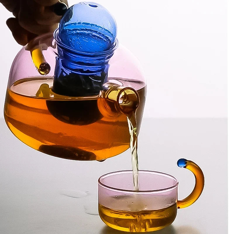 Contrasterende Kleur Glas Theeset