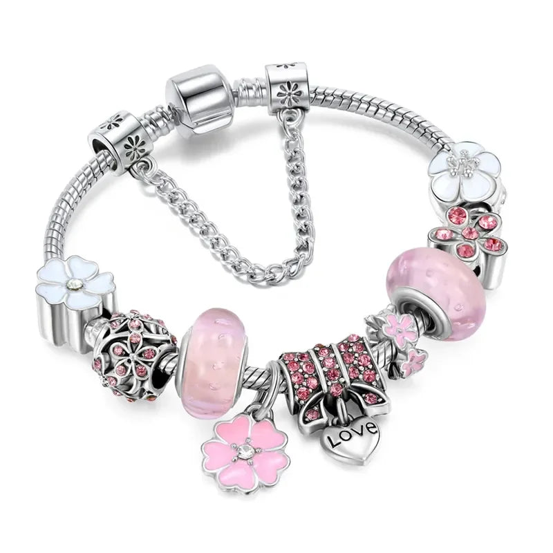 LuxeBloom Artisan Jewelry Armband | Exquisite bubble glass en parel ontwerp geïnspireerd door levendige perzikbloesems voor een unieke DIY mode-uitspraak