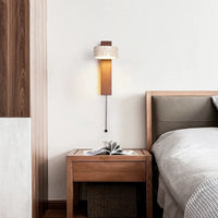 Travertine Houten Nachtkastje Wandlamp