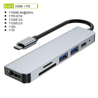 Thunderbolt 3 USB-C Hub met HDMI, PD, SD/TF voor MacBook Air M1 en iPad Pro