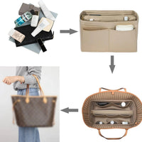 TaschenLuxe Organizer Inlay | Vilt-inzet met rits | 15 vakken & sleutelhanger | Voor handtassen & shoppers