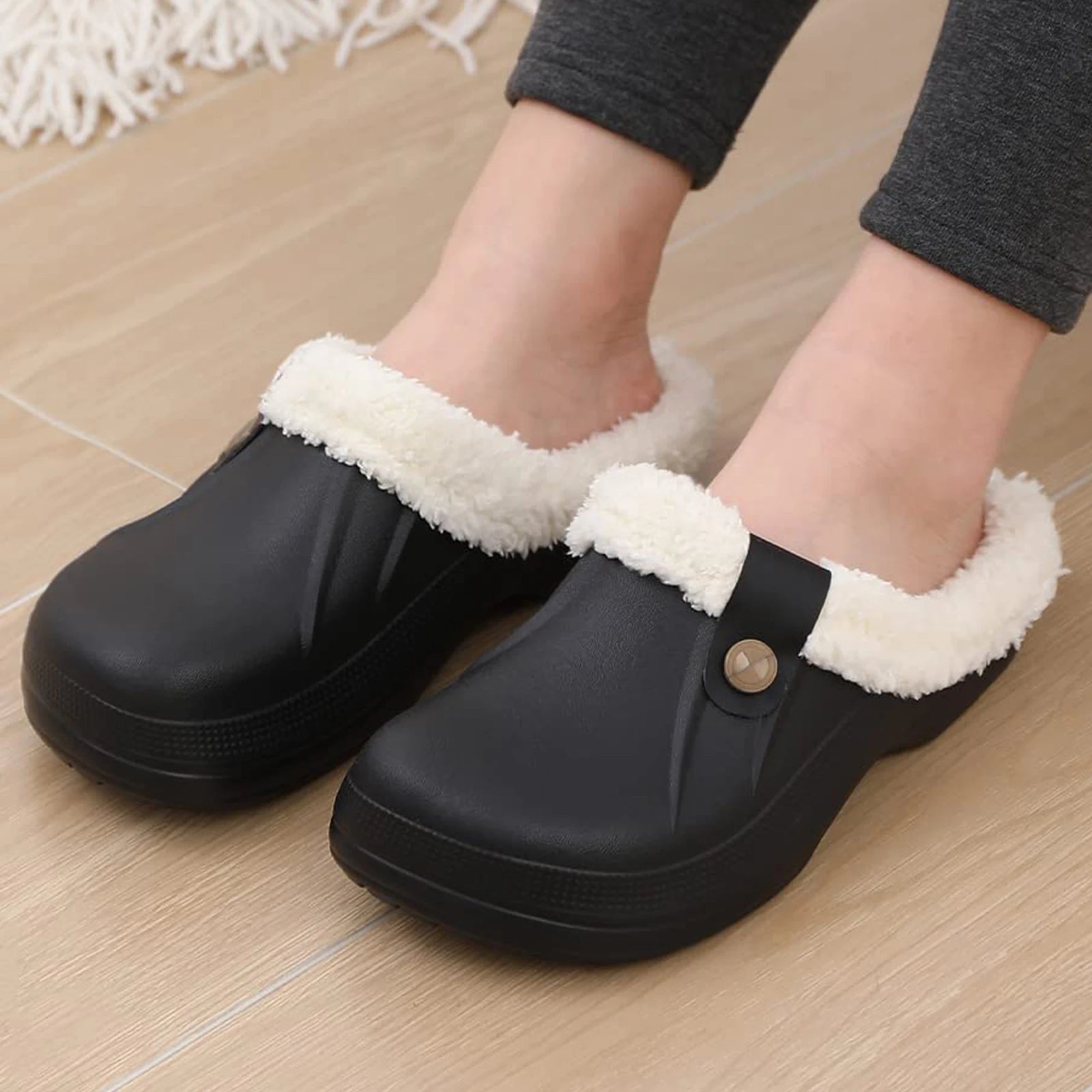 LuxuraFleece Luxe Bontgevoerd Klompen | Gezellige waterdichte slippers voor mannen en vrouwen, perfect voor winterwarmte en stijlvolle tuinuitjes