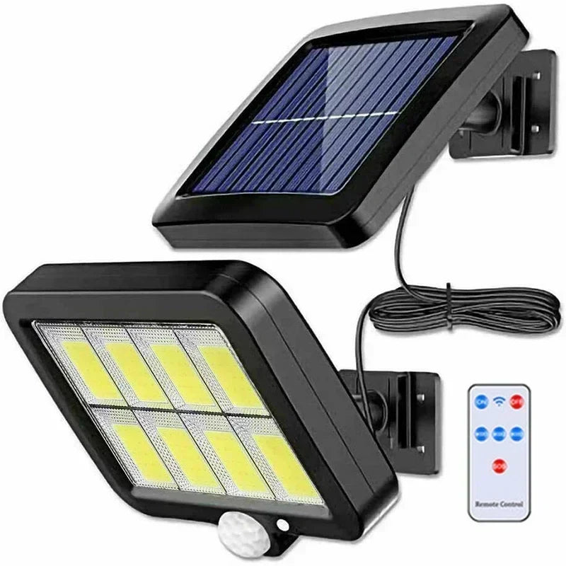 LuminaX Solar | 100 COB LED Solarlicht | IP65 | Bewegingssensor & 3 Modi | Draadloze Buitenverlichting