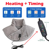 Warmte Nek- & Schoudermassager ThermoLiva | USB-Warmtekussen met Vibratie | 3 Temperatuurstanden & Timer | Zacht Pluche