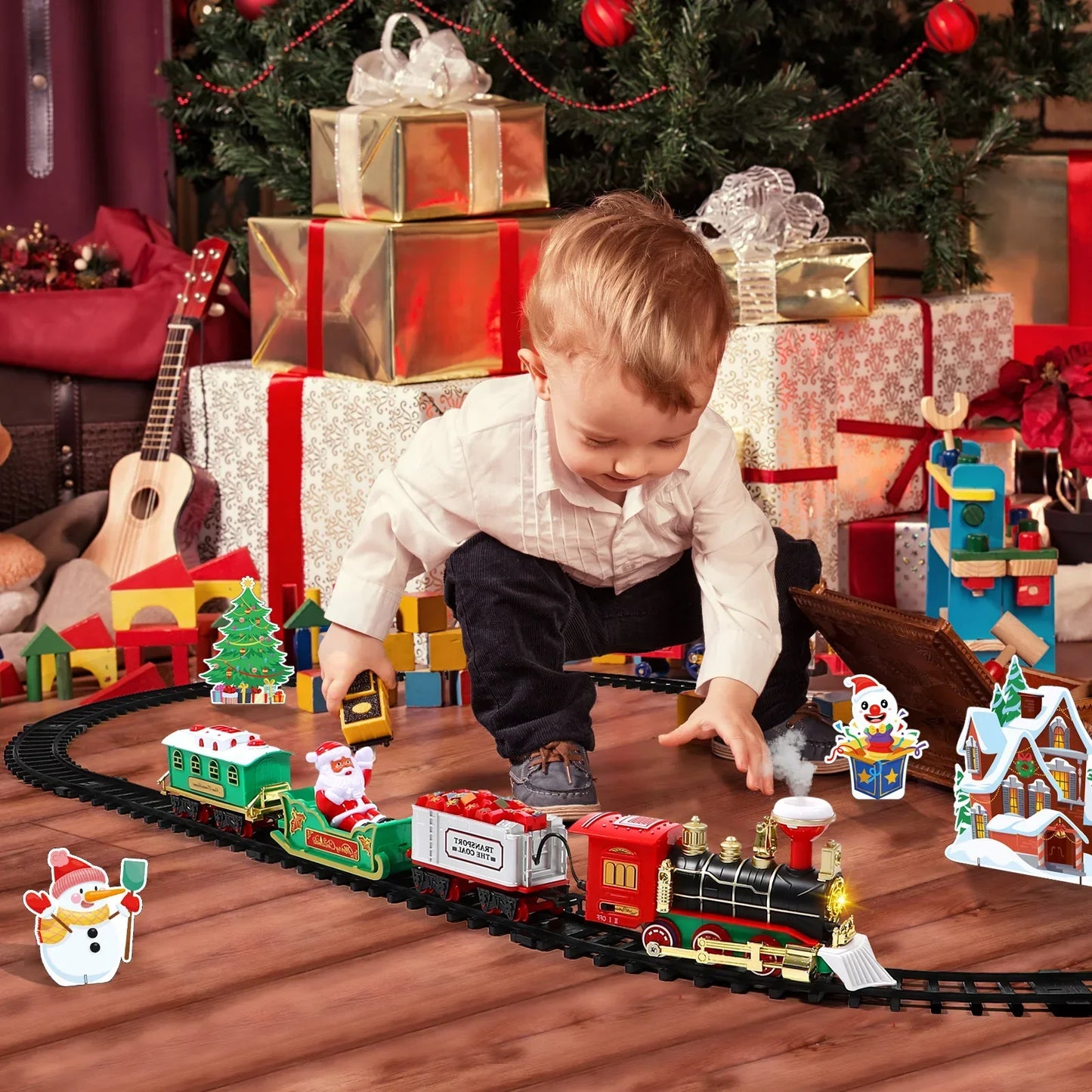 Elektrisch Treinset voor Kinderen – Met Rookeffect, Licht & Realistische Geluiden (Kerstcadeau)