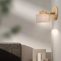 Minimalistische Travertin Houten Cilinder Wandlamp LED 1-lamp