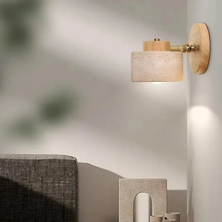 Studie Lezen Minimalistische Travertijn Steen Wandlamp