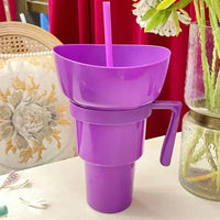 SipSnack Premium Drinkbeker | 2-in-1 beker voor snacks en drankjes, spat- en lekvrij, perfect voor onderwe