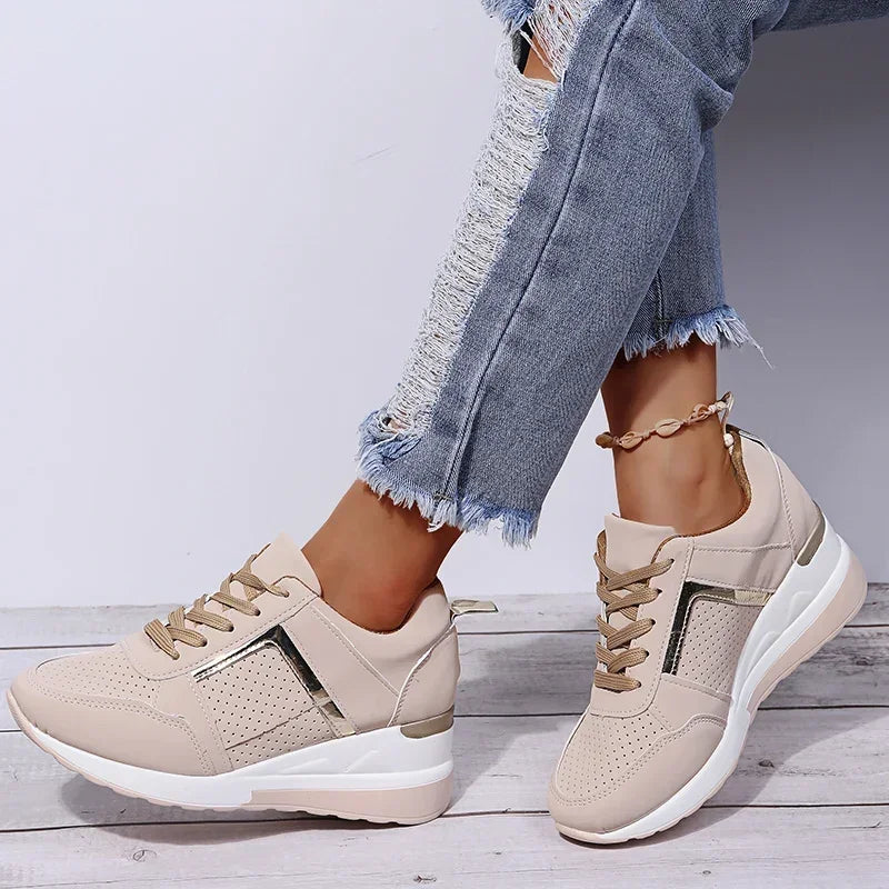 LuxeStride Elegance Sneakers | Comfortabele dames sneakers met ingebouwde hak voor wandelingen in de buitenlucht, beschikbaar in plus maten 35-43