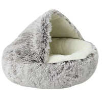 PurrLux Pluizig Kattenbed met Capuchon | Warm en zacht pluche kattennest voor ultieme ontspanning en comfort voor kleine en middelgrote huisdieren