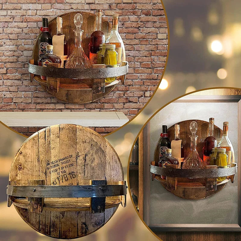 Vinoteca Luxe Houten Wijnfles Houder | Elegante muurdisplay voor het stijlvol presenteren van wijn- en whiskeyflessen met een vintage uitstraling