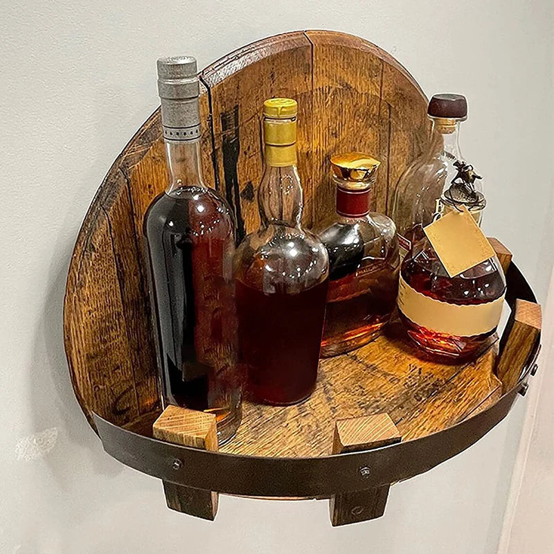 Vinoteca Luxe Houten Wijnfles Houder | Elegante muurdisplay voor het stijlvol presenteren van wijn- en whiskeyflessen met een vintage uitstraling