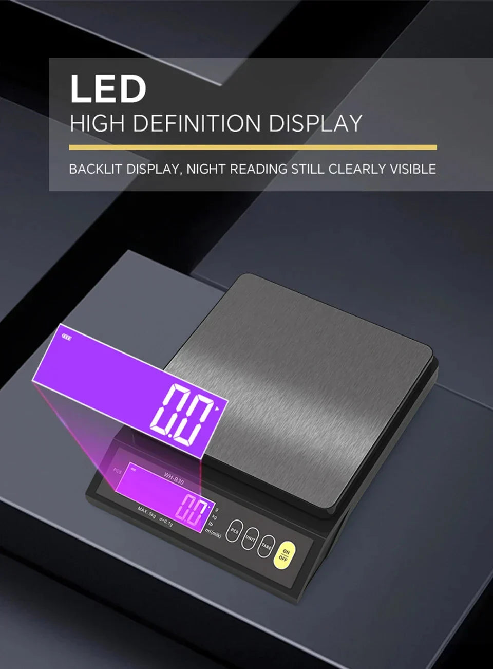 Skanto | 5 kg/0,1 g en 10 kg/1 g digitale elektronische keukenweegschaal, LCD-scherm, volledig waterdicht roestvrijstalen gereedschap voor bakken