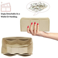 TaschenLuxe Organizer Inlay | Vilt-inzet met rits | 15 vakken & sleutelhanger | Voor handtassen & shoppers