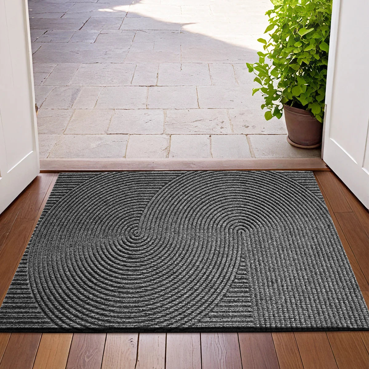 Nivara - 3D Groove Deurmat van Slijtvast Polyester met Antislip voor Binnen en Buiten