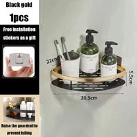 AquaSpace Pro | Hoekdouchplank zonder boren | Aluminium | Roestvrij & Belastbaar | Badrek in Zwart, Wit, Zilver of Zwart-Goud
