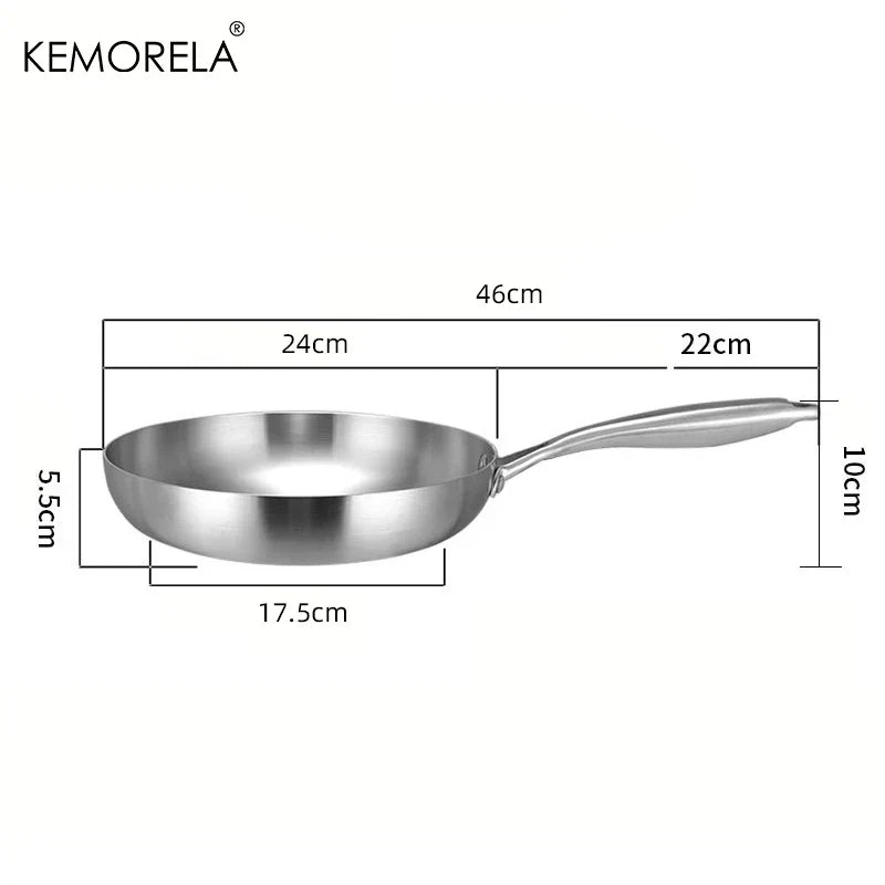 Skanto | Professionele Kookpan - 304 RVS, 2MM dik 5-laags Stalen pan & Kookpan