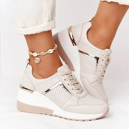 LuxeStride Elegance Sneakers | Comfortabele dames sneakers met ingebouwde hak voor wandelingen in de buitenlucht, beschikbaar in plus maten 35-43