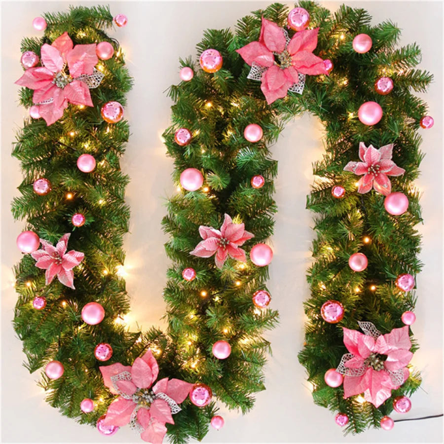 Luminarae | Kerstguirlande 2,7 m | Met LED-verlichting & dennen takken | Voor open haard, trapleuning & deurdecoratie | 5 Kleuren