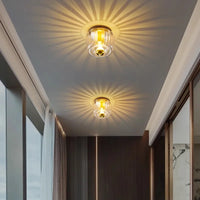 Elegante plafondlamp van glas met kristalontwerp