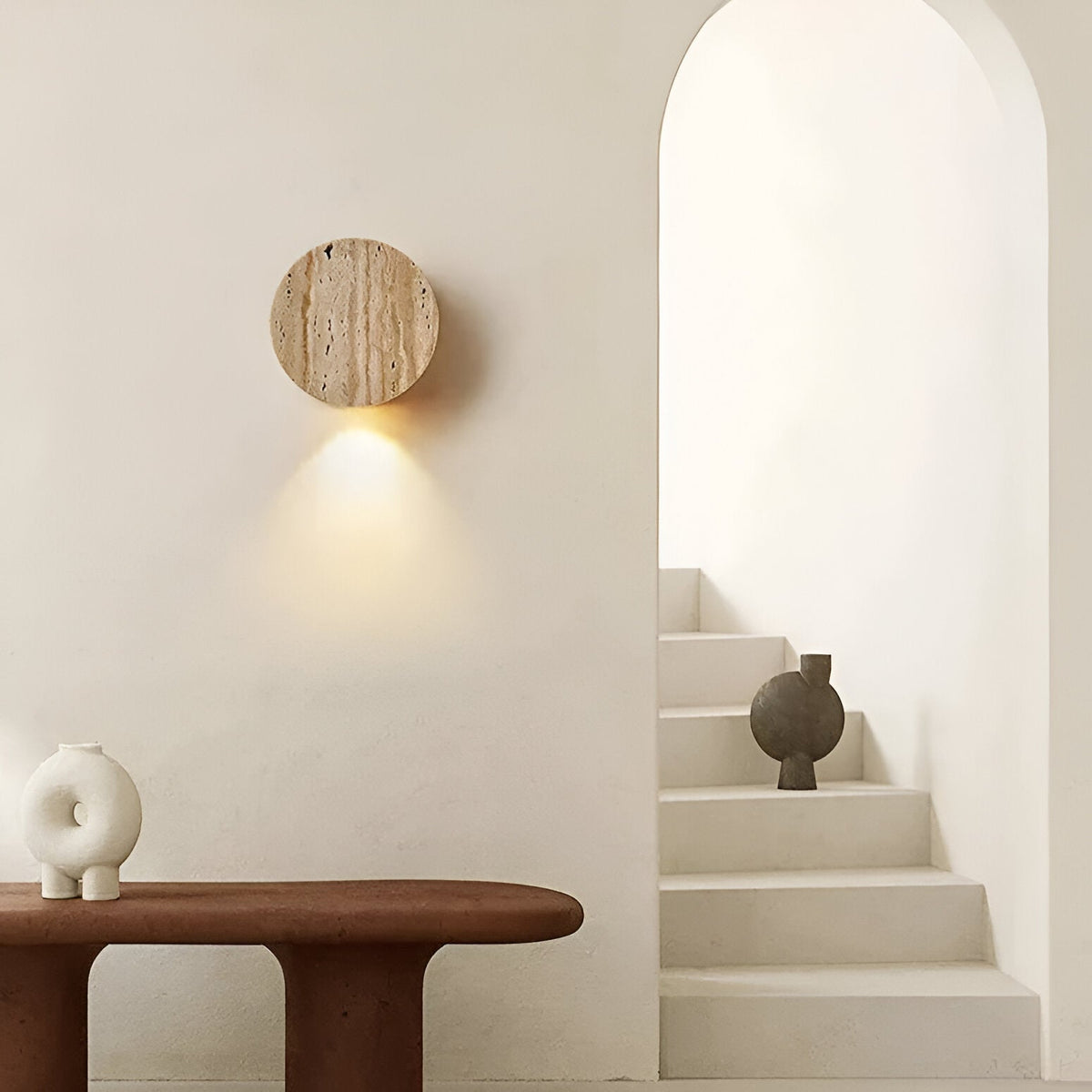 Japanse Wabi Sabi Natuurlijke Travertijn Steen Wandlamp