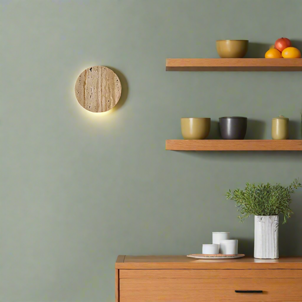 Japanse Wabi Sabi Natuurlijke Travertijn Steen Wandlamp