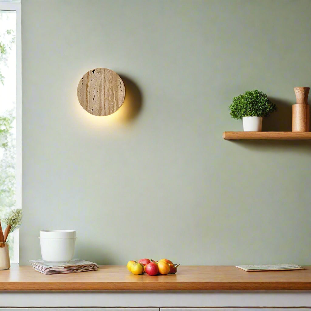 Japanse Wabi Sabi Natuurlijke Travertijn Steen Wandlamp
