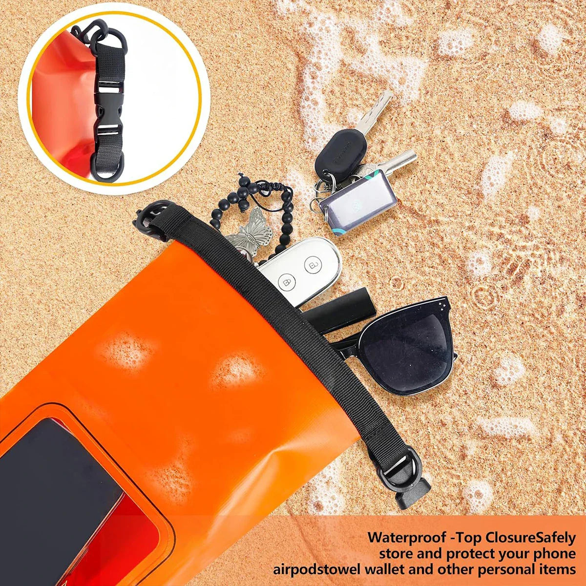 AquaVault Waterdichte Dry Bag 2L | Met Touchscreen-venster | Outdoor Tas voor Kajak, Trekking & Watersport