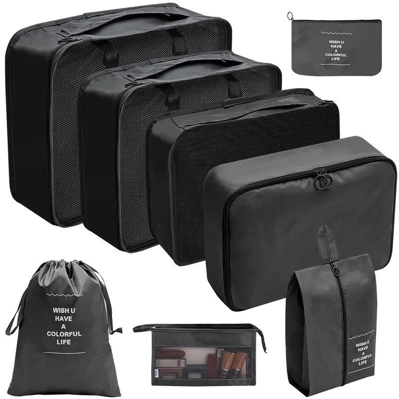 PackWunder Reisorganizer Set 7/8/9/10-delig | Opvouwbare Koffer-organizer | Voor kleding, schoenen & accessoires