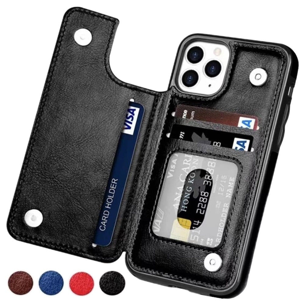 LeatherGuard | Elegante Leren Hoes met Kaartsleuven en Magnetische Sluiting | Vanero