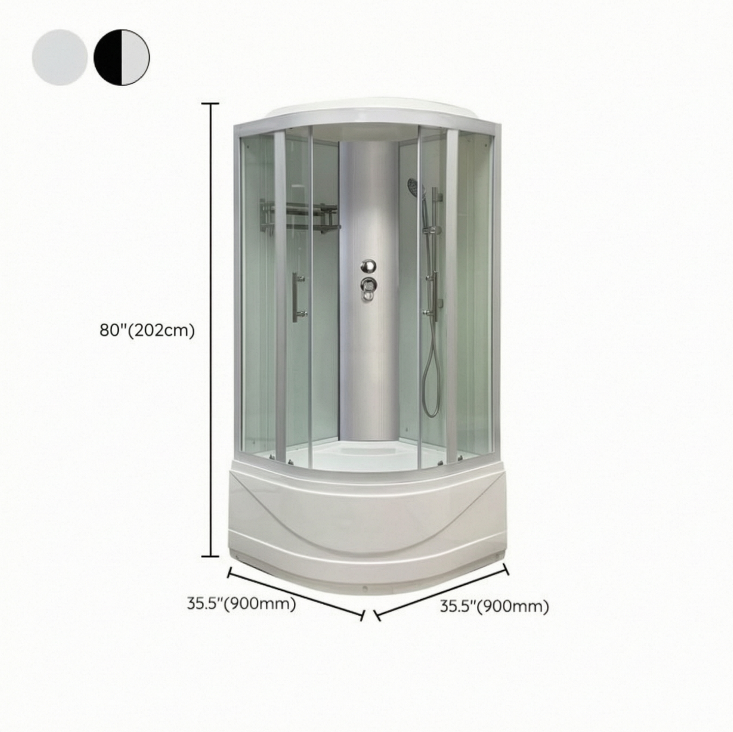 Ronde Bad & Douche Kit Dubbele Glijdende Geharde Glazen Bad & Douche Kit