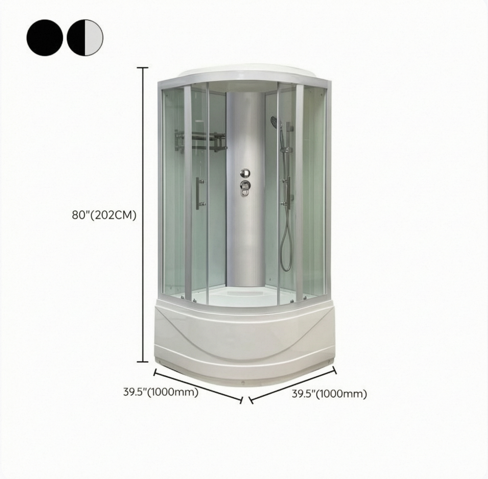 Ronde Bad & Douche Kit Dubbele Glijdende Geharde Glazen Bad & Douche Kit