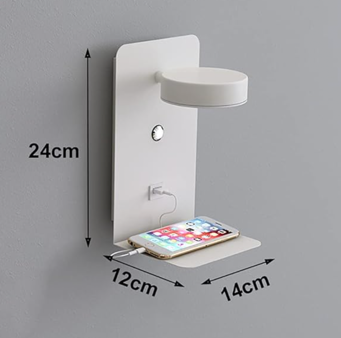 Skanto | LED wandlamp multifunctioneel dimbaar met USB-lader voor de slaapkamer