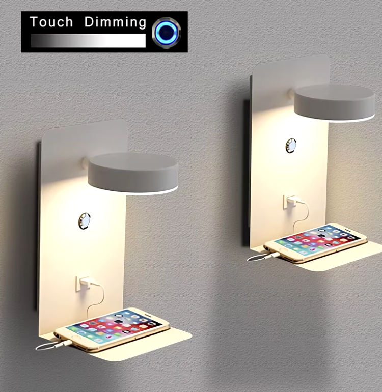 Skanto | LED wandlamp multifunctioneel dimbaar met USB-lader voor de slaapkamer