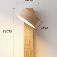 Wabi-sabi Travertijn Houten LED Wandlamp 1-Licht