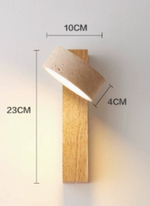 Wabi-sabi Travertijn Houten LED Wandlamp 1-Licht