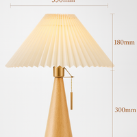 Japanse Minimalistische Houten Geplooide Stof LED Tafellamp 1-Licht