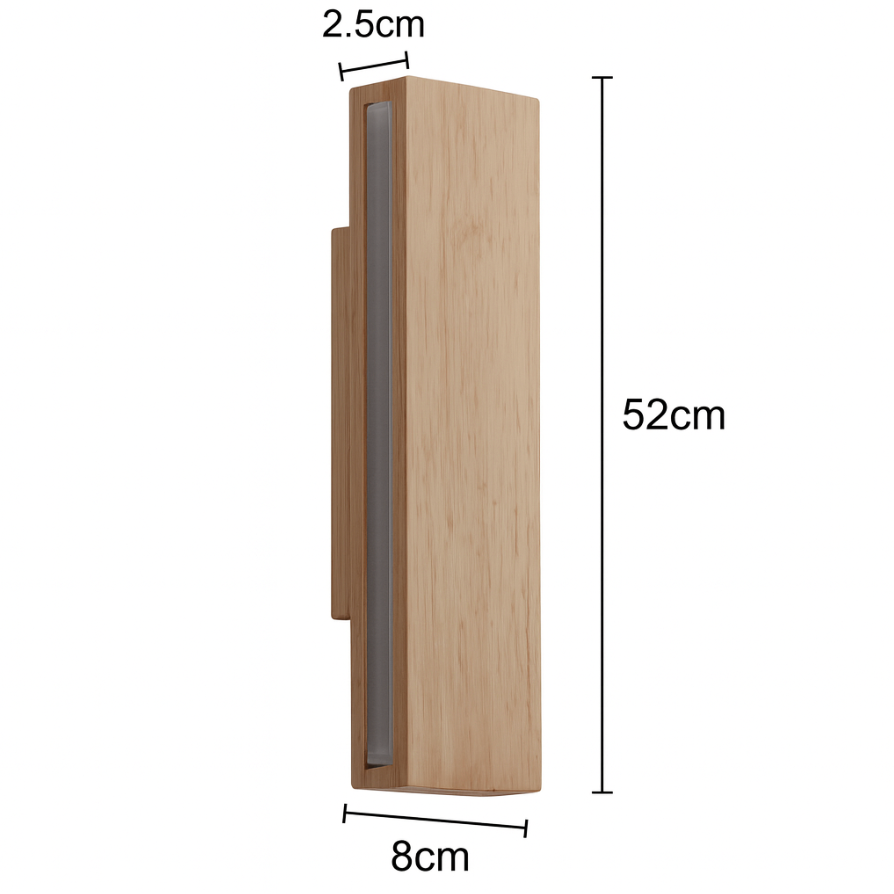 Japanse Houten Rechthoekige LED Wandlamp