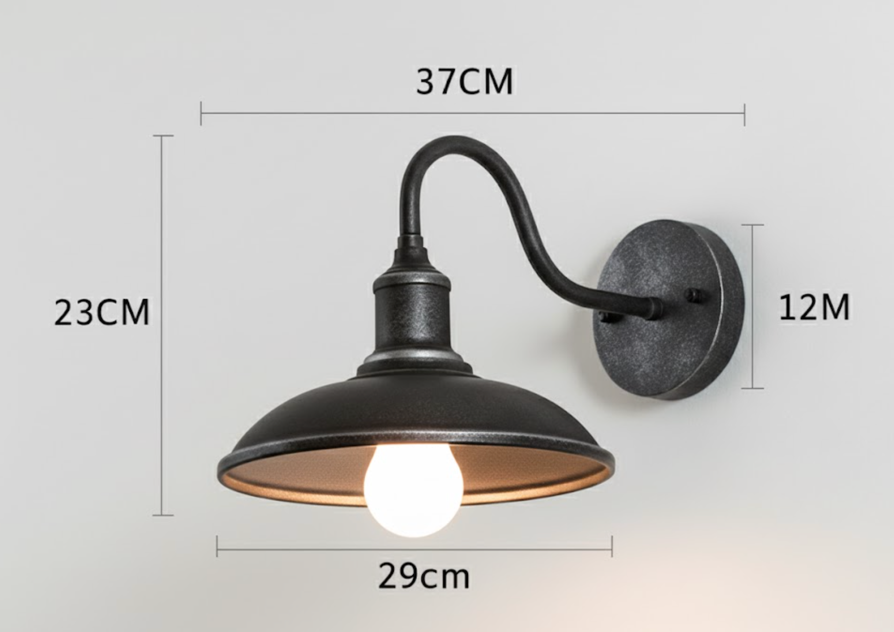 Vintage Industriële IJzeren Kom Buitenwandlamp LED 1-Licht