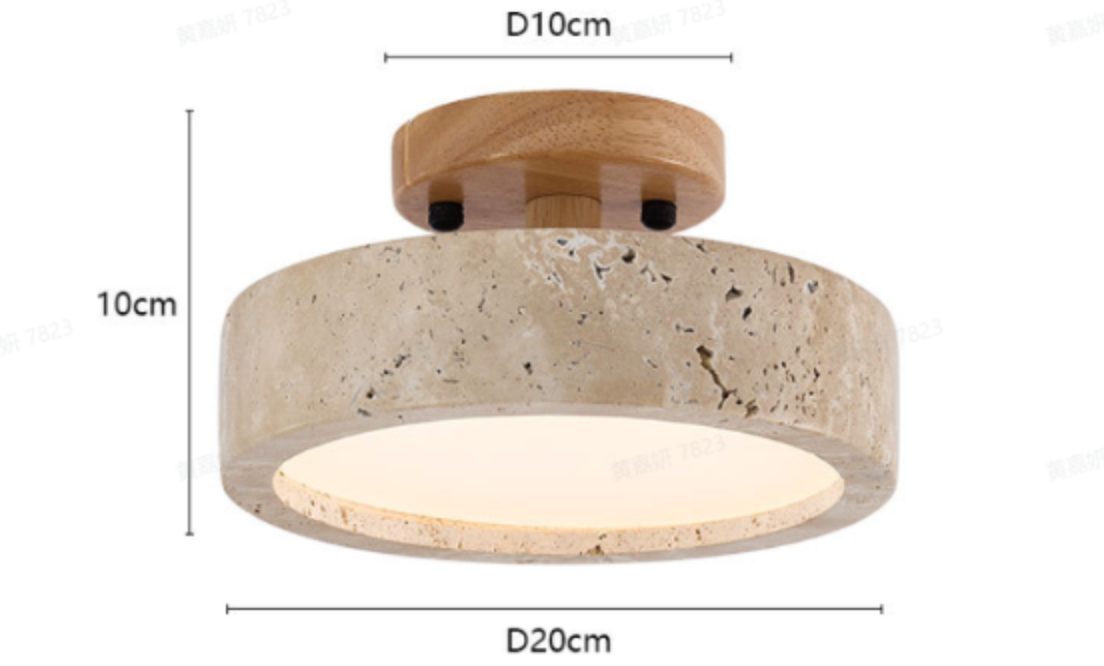 Moderne Minimalistische Travertin Ronde LED Plafondlamp 1-Licht