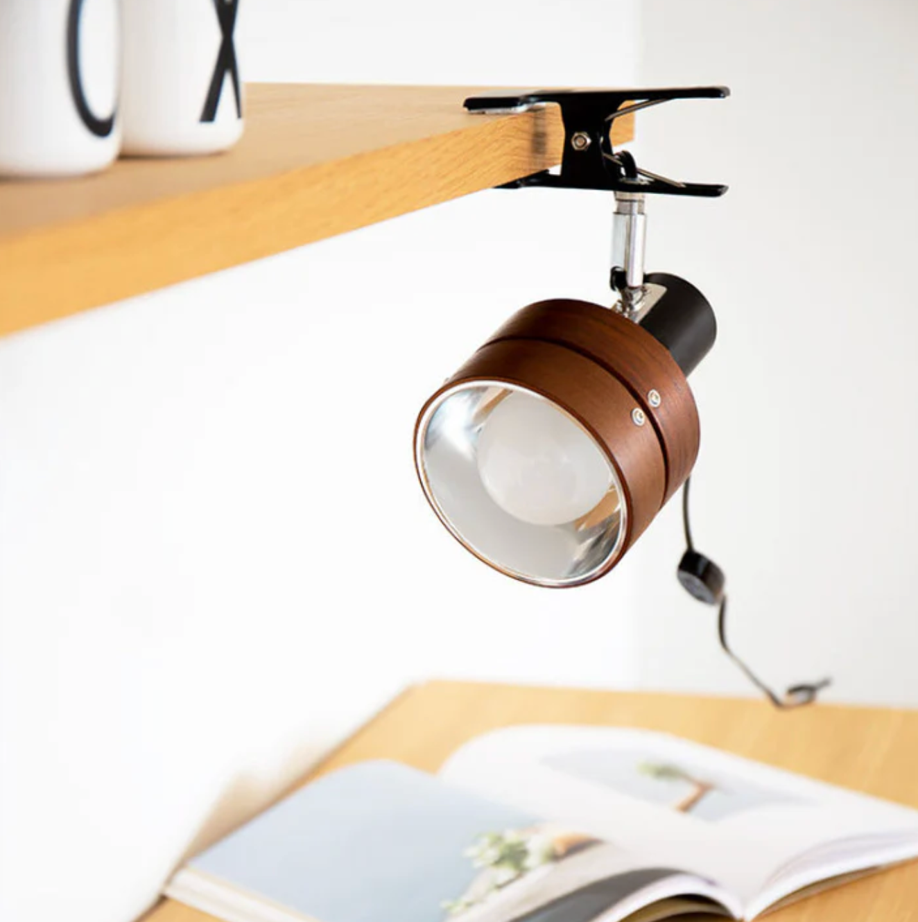 Verstelbare Clip Lamp Retro Houten Metaal Bureau Spotlamp