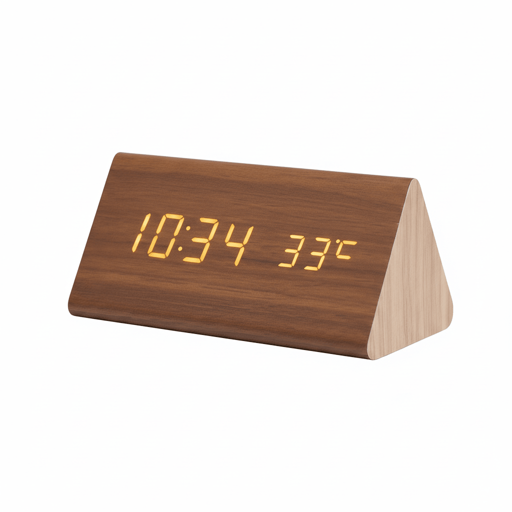 WOODSENSE – LED-houten klok met spraakbediening voor stijlvolle tijdsaanduiding