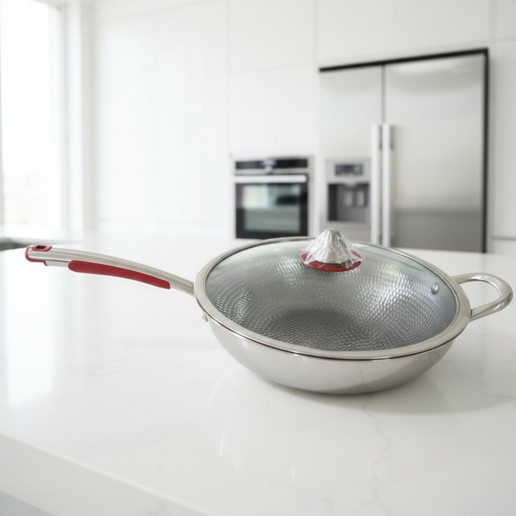CUISTRON – Premium Titan-Wok met ronde bodem voor inductiekookplaten en moeiteloos roerbakken